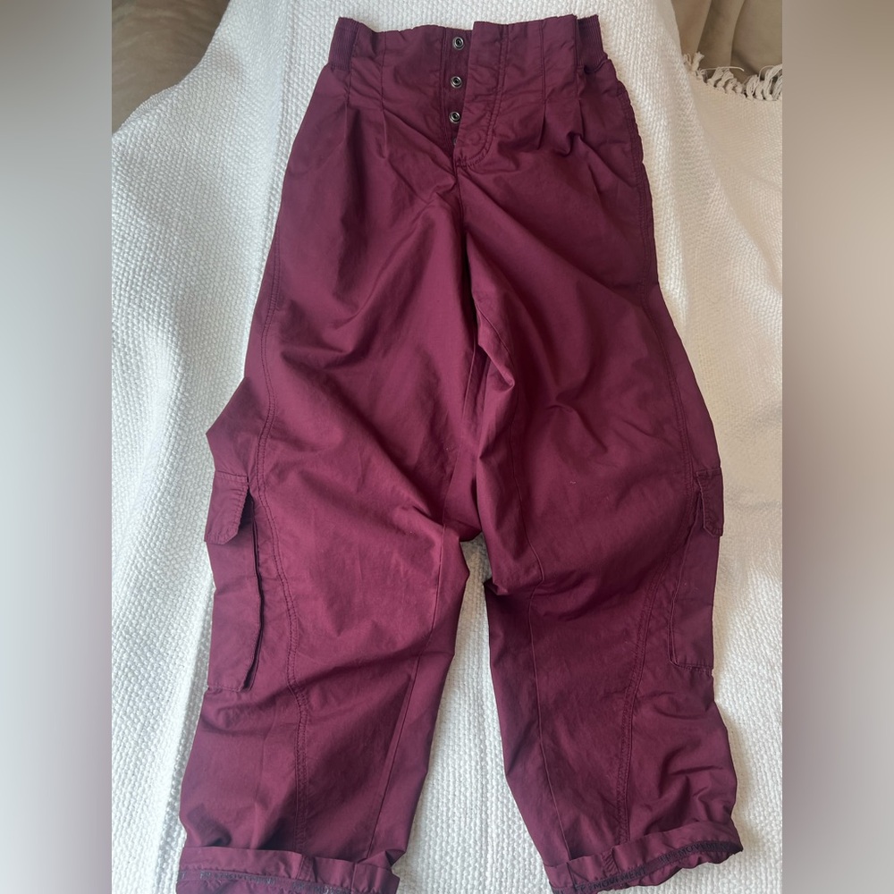 Free People Burgundy Relaxed High-Rise Track Pants - Picture 5 of 8